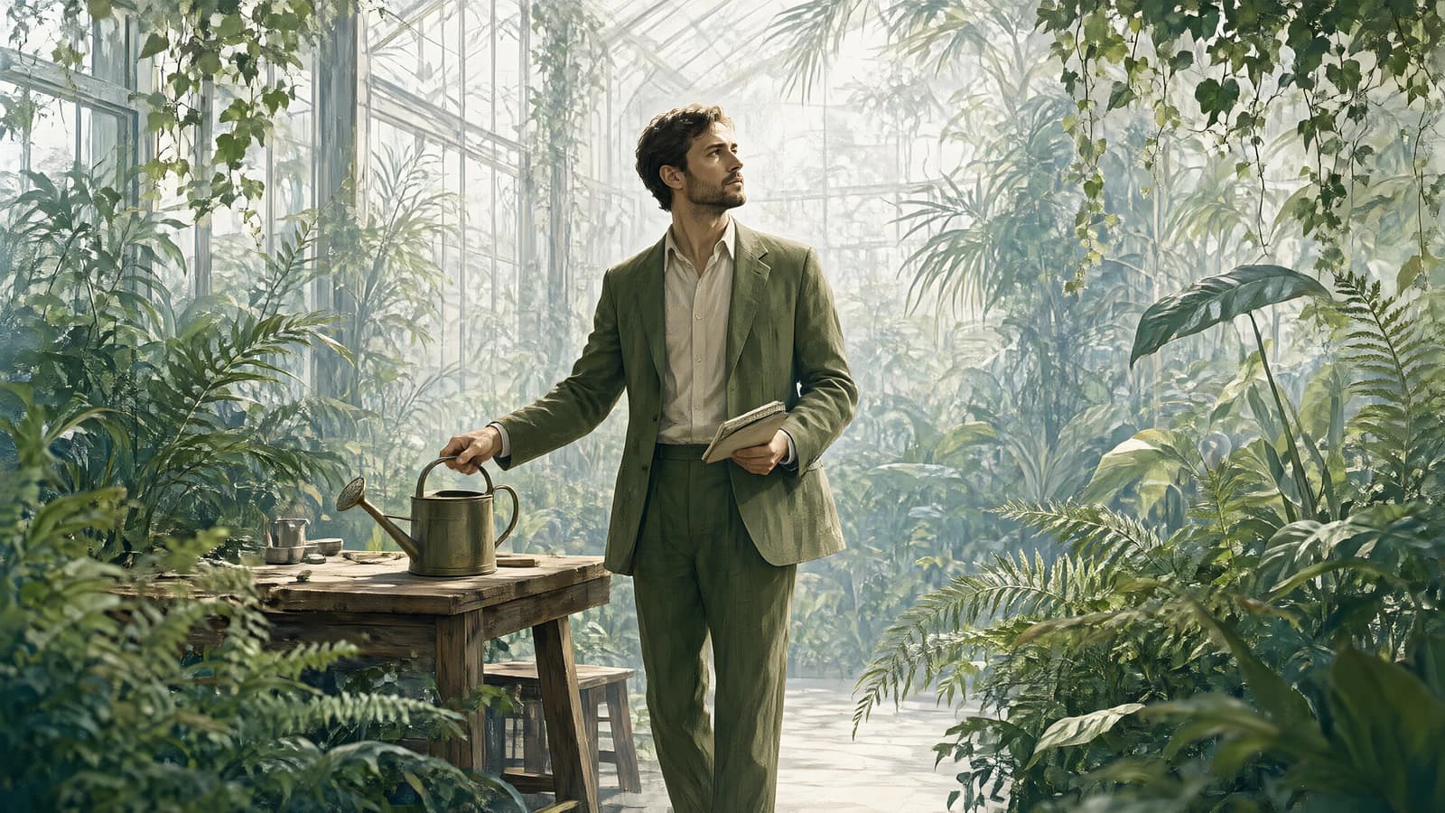 Man in a Greenhouse