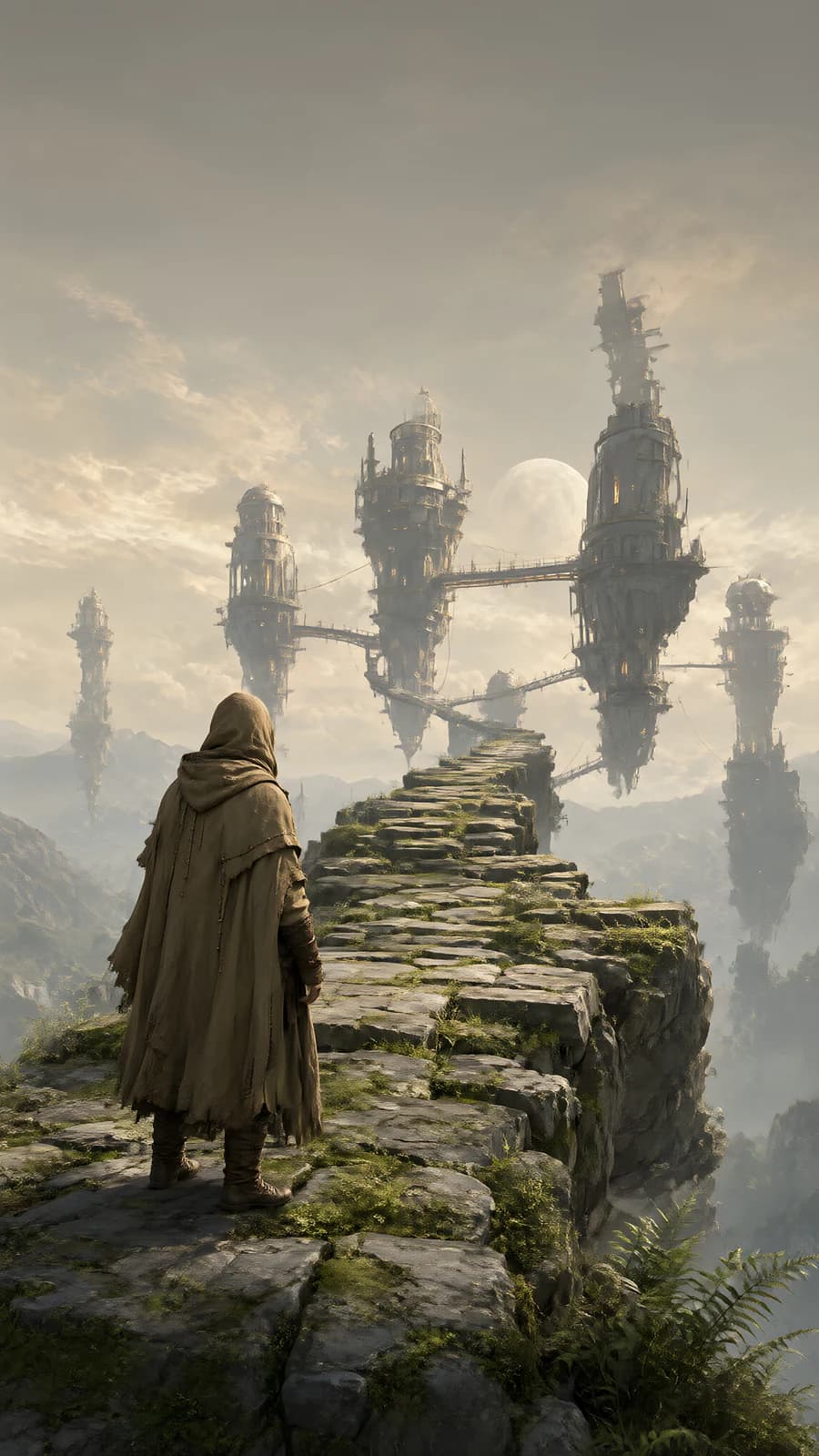 Hooded Figure on a Floating Path