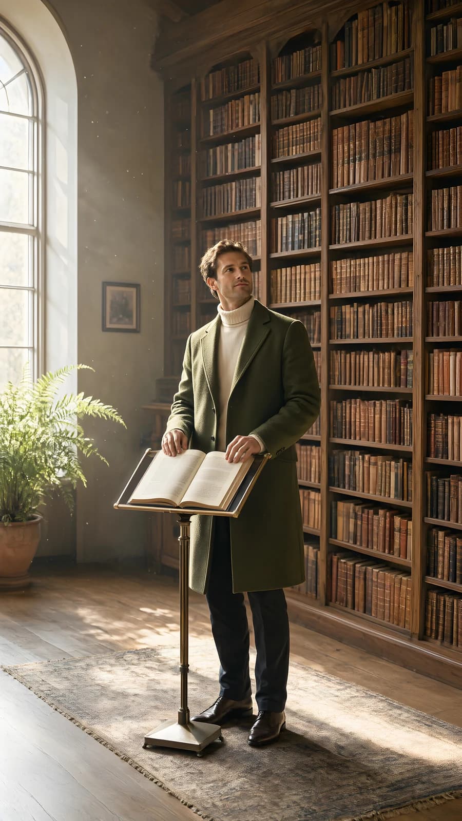 Man Reading in a Library