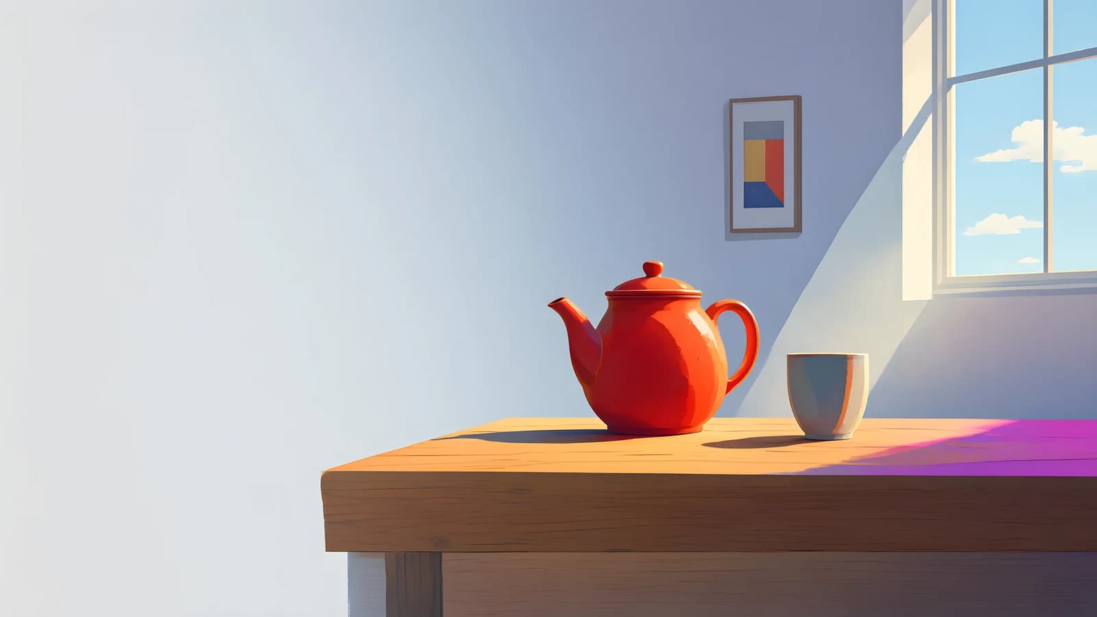 Red Teapot on a Wooden Table