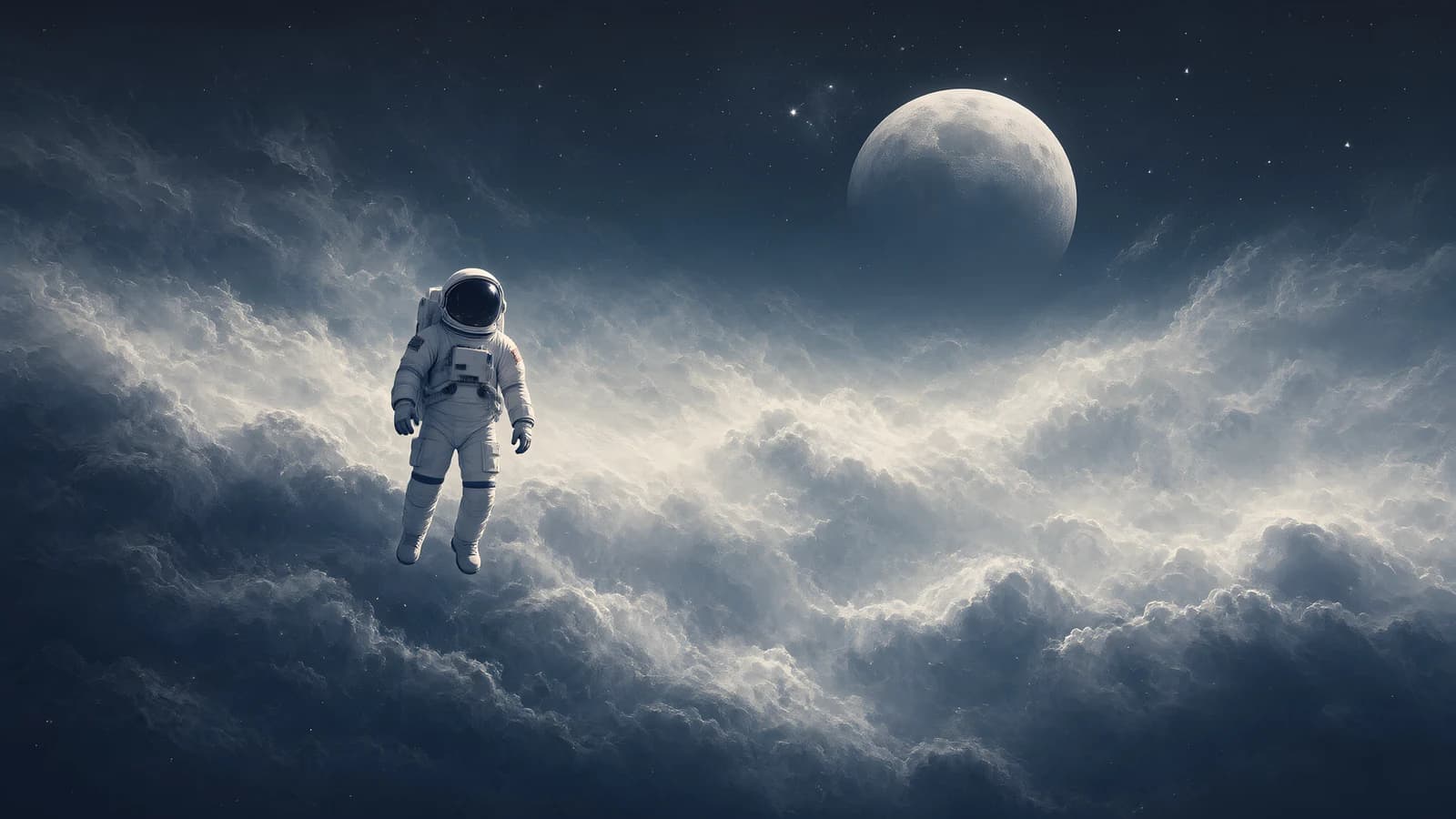 Astronaut Floating Above Clouds