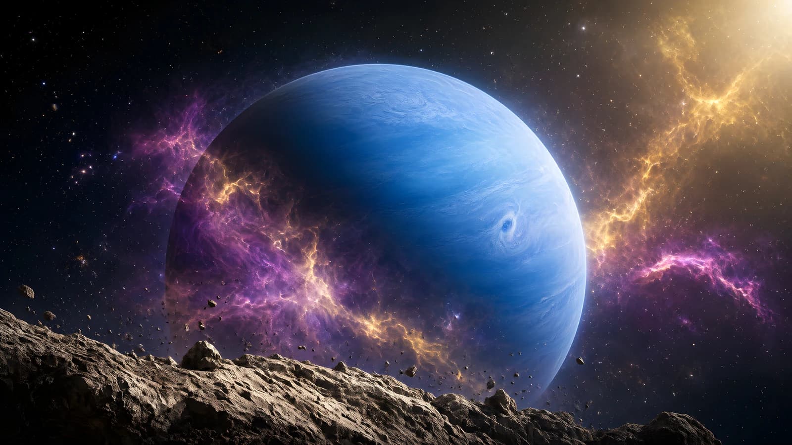 Blue Planet in Nebula