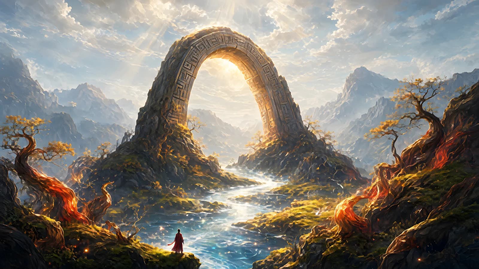 Ancient Stone Arch in a Mountain Valley