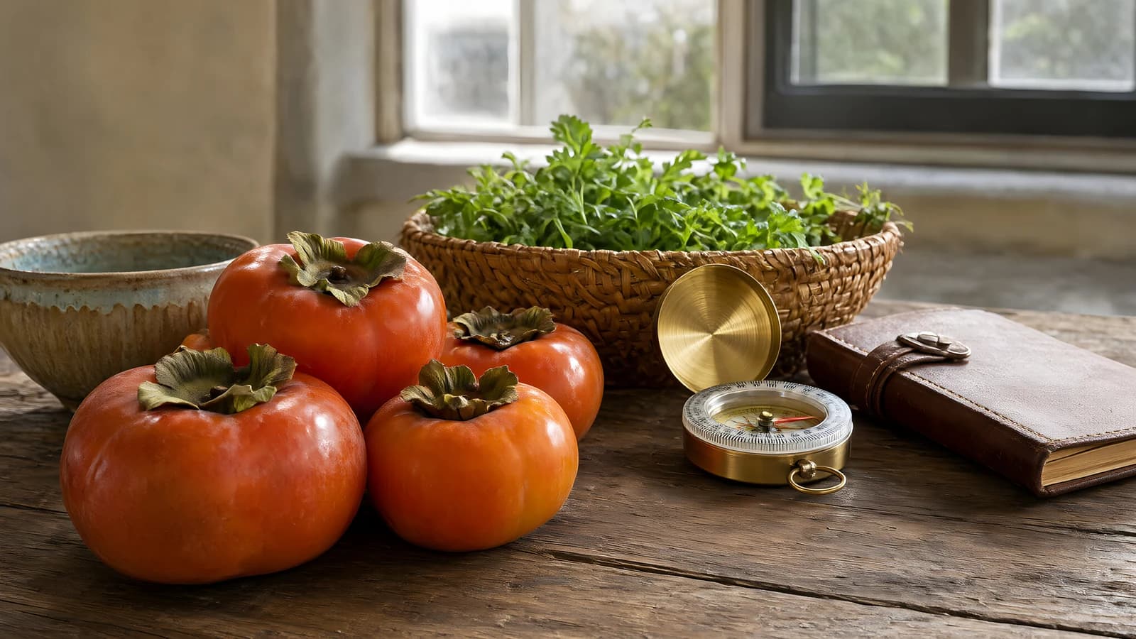 Still Life with Persimmons and Compass
