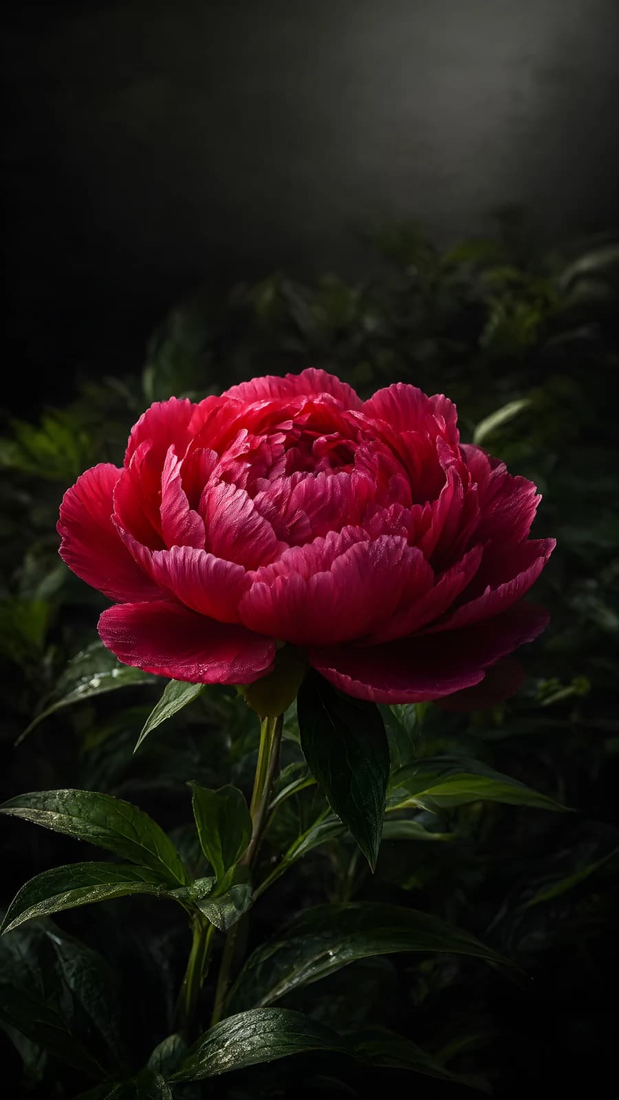 Crimson Peony in Shadow