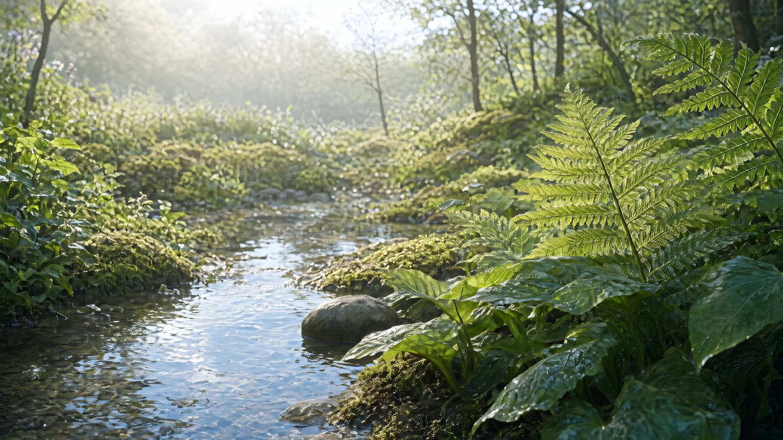 Sunlit Forest Stream