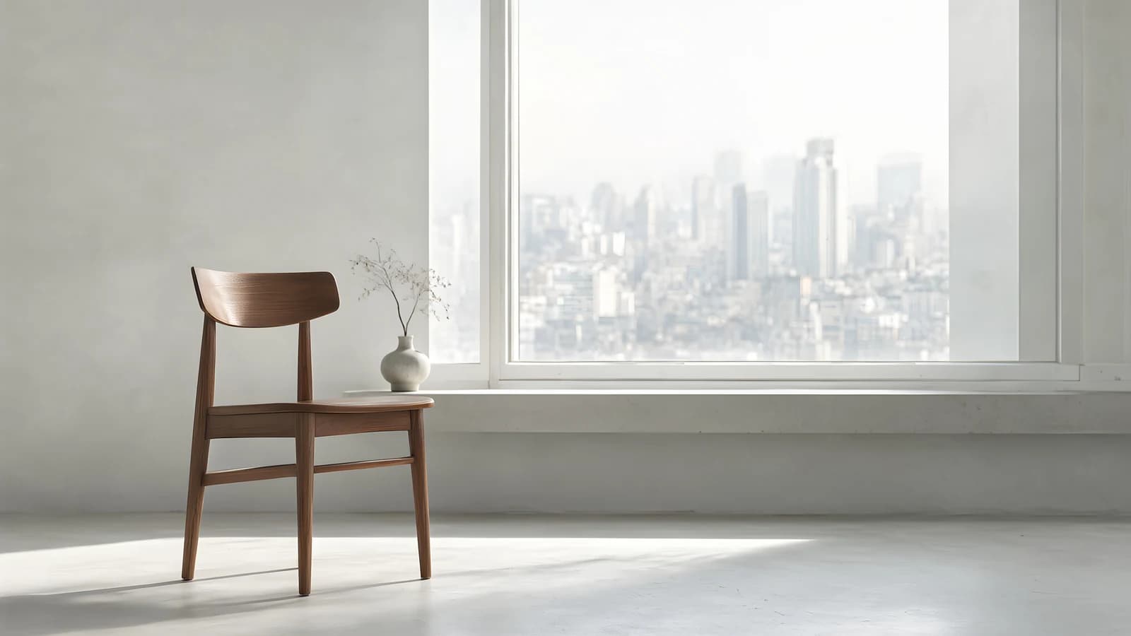 Minimalist Wooden Chair by a Window