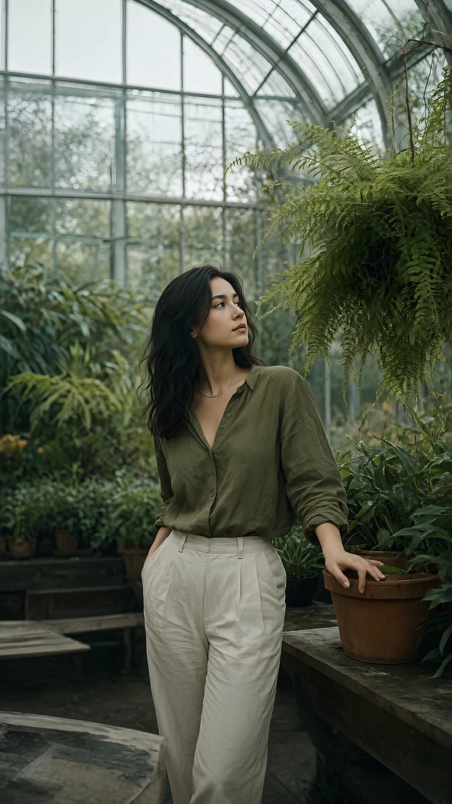 Woman in a Greenhouse