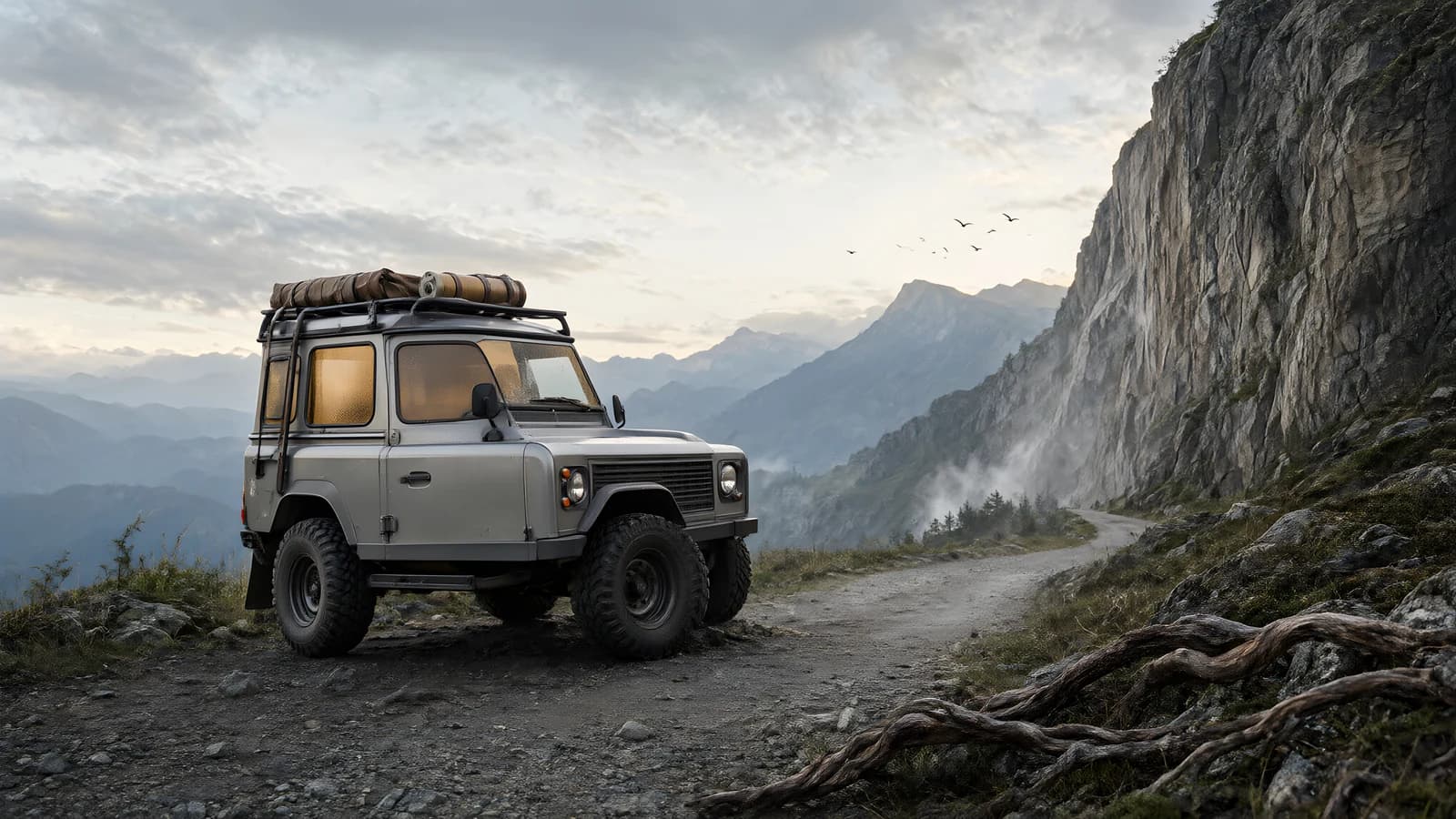 Off-Road Vehicle on a Mountain Pass
