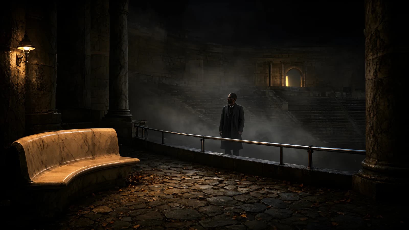 Man in a Dark Amphitheater
