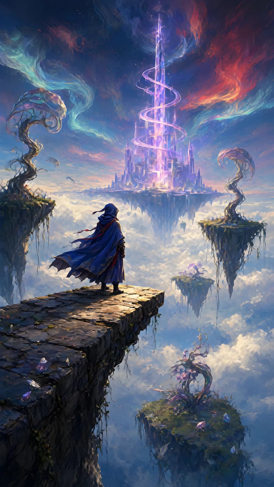Wizard on a Floating Cliff