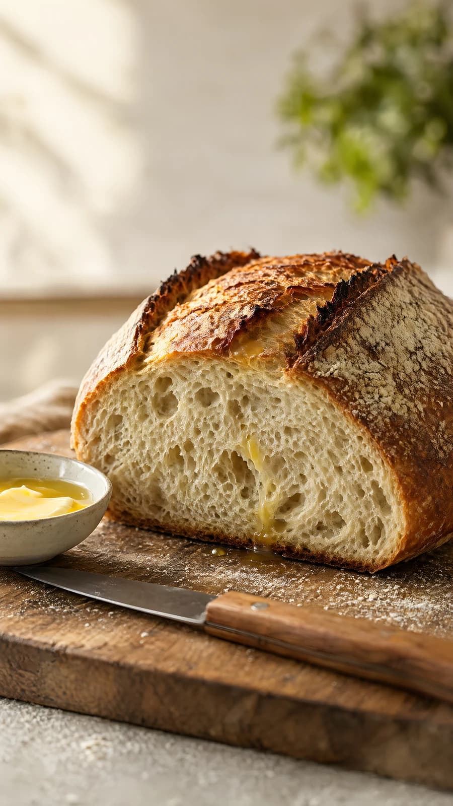 Sliced Artisan Bread with Butter