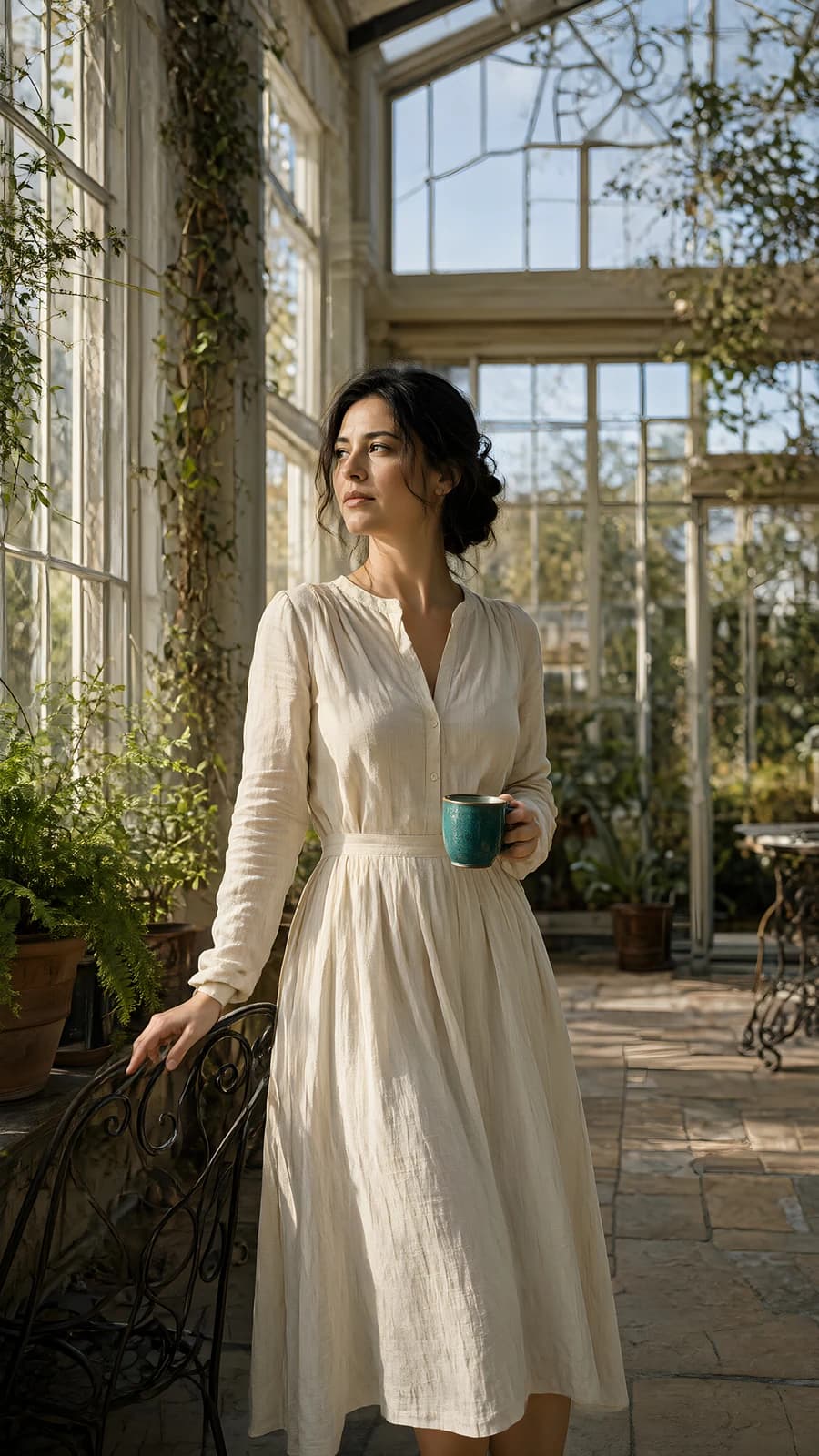 Woman in a Greenhouse