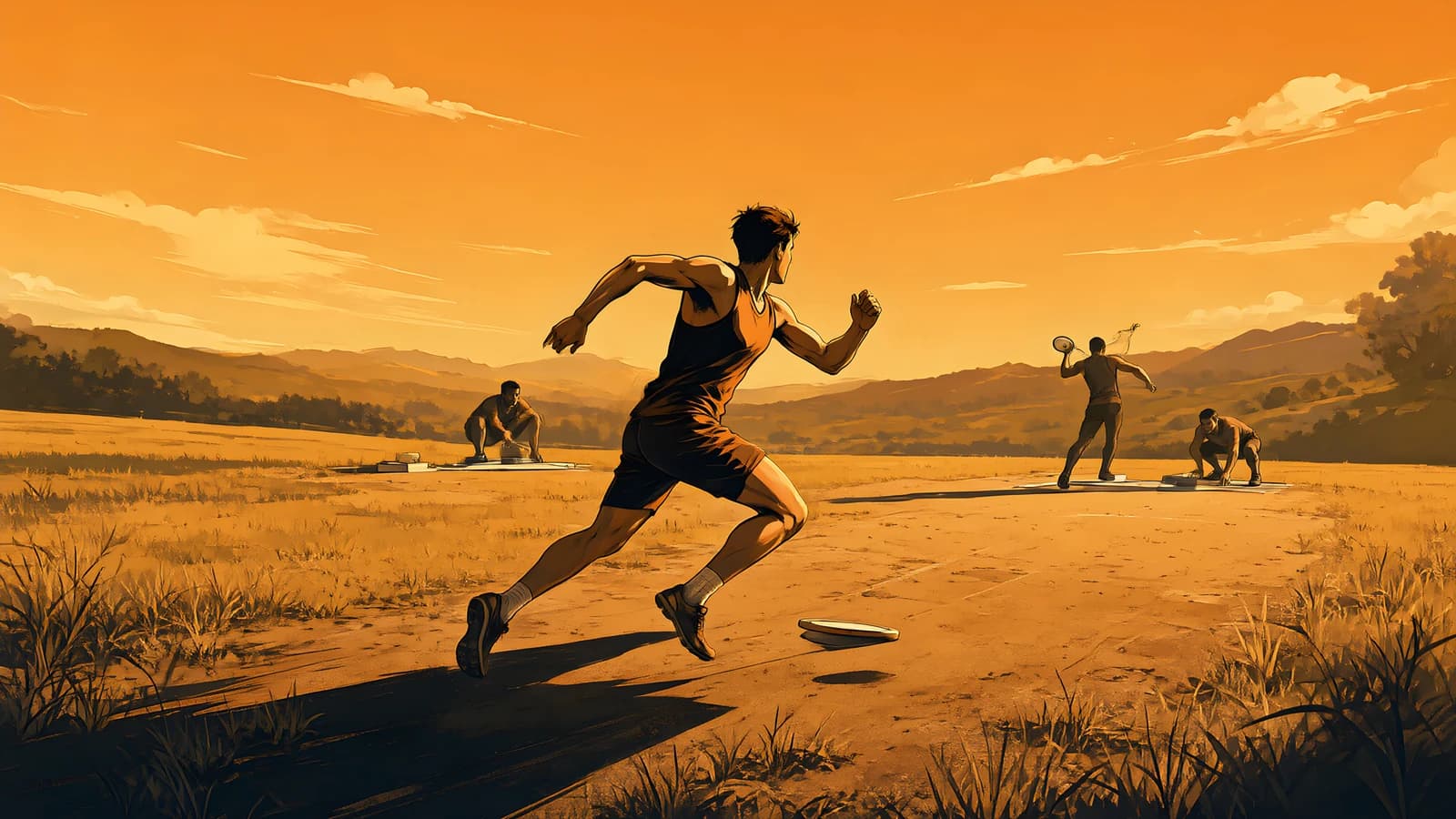 Athletes in a Golden Field