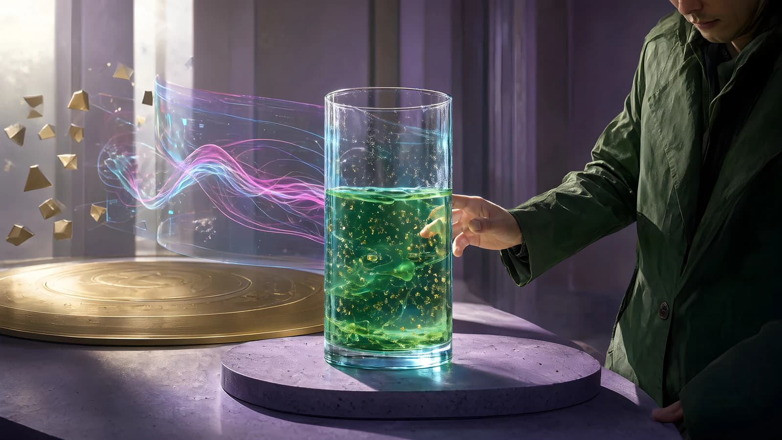 Green Liquid in Glass Cylinder