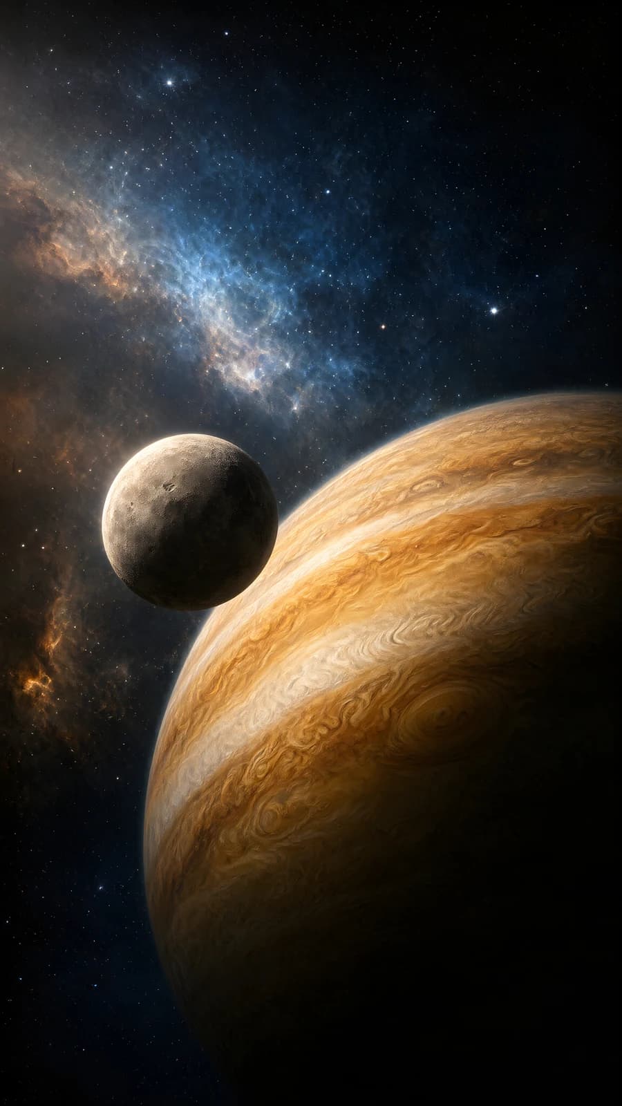 Gas Giant and Moon in Deep Space