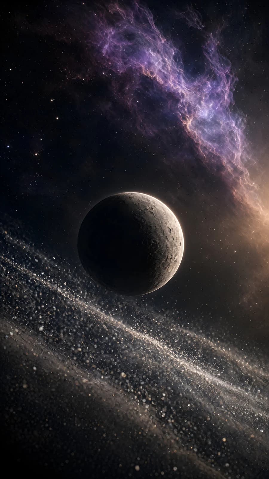 Cratered Moon in Nebula