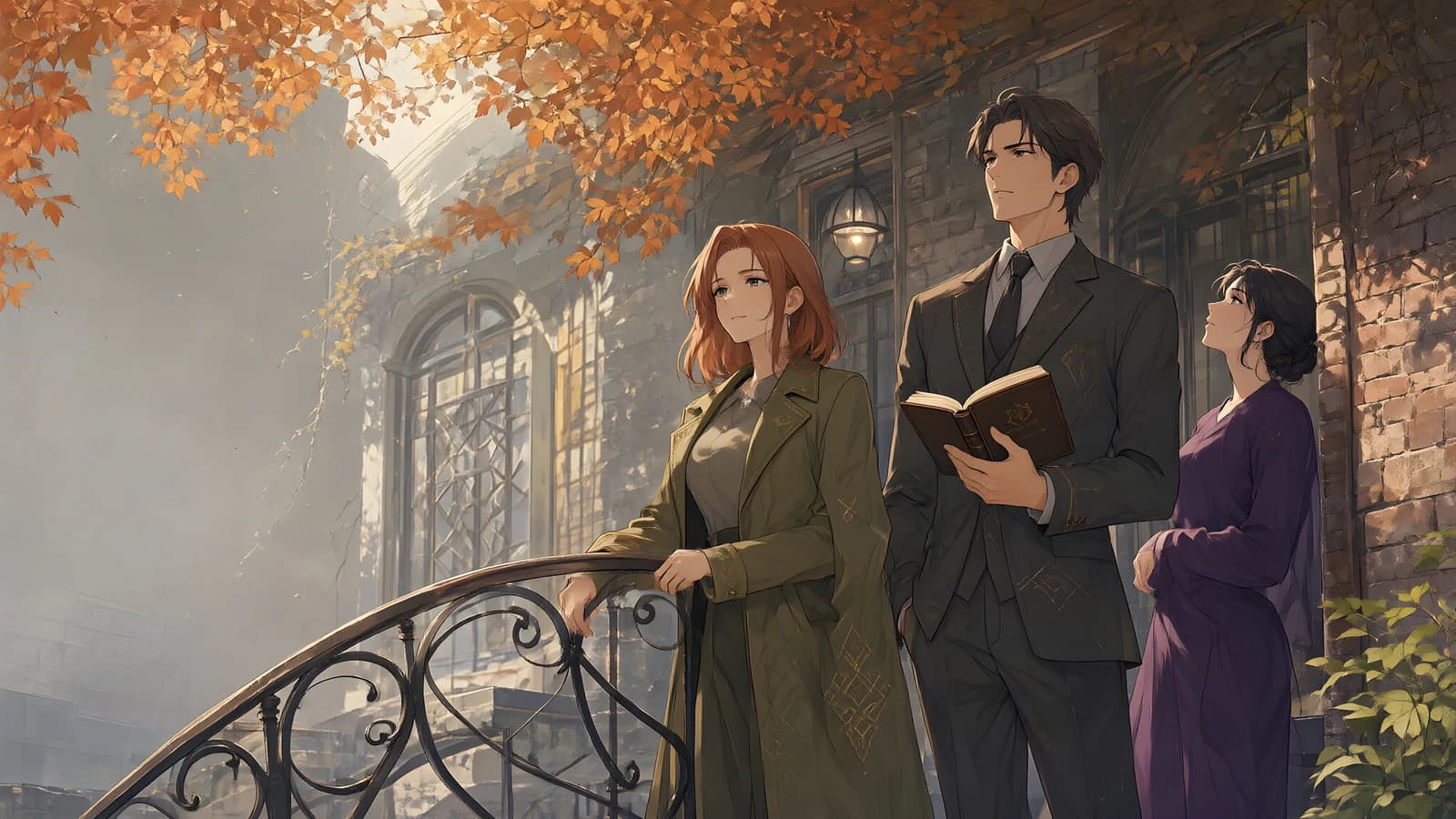 Three Figures on an Autumn Balcony