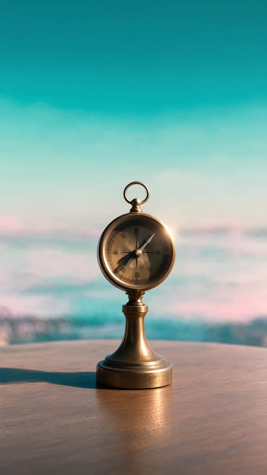 Brass Compass on a Table