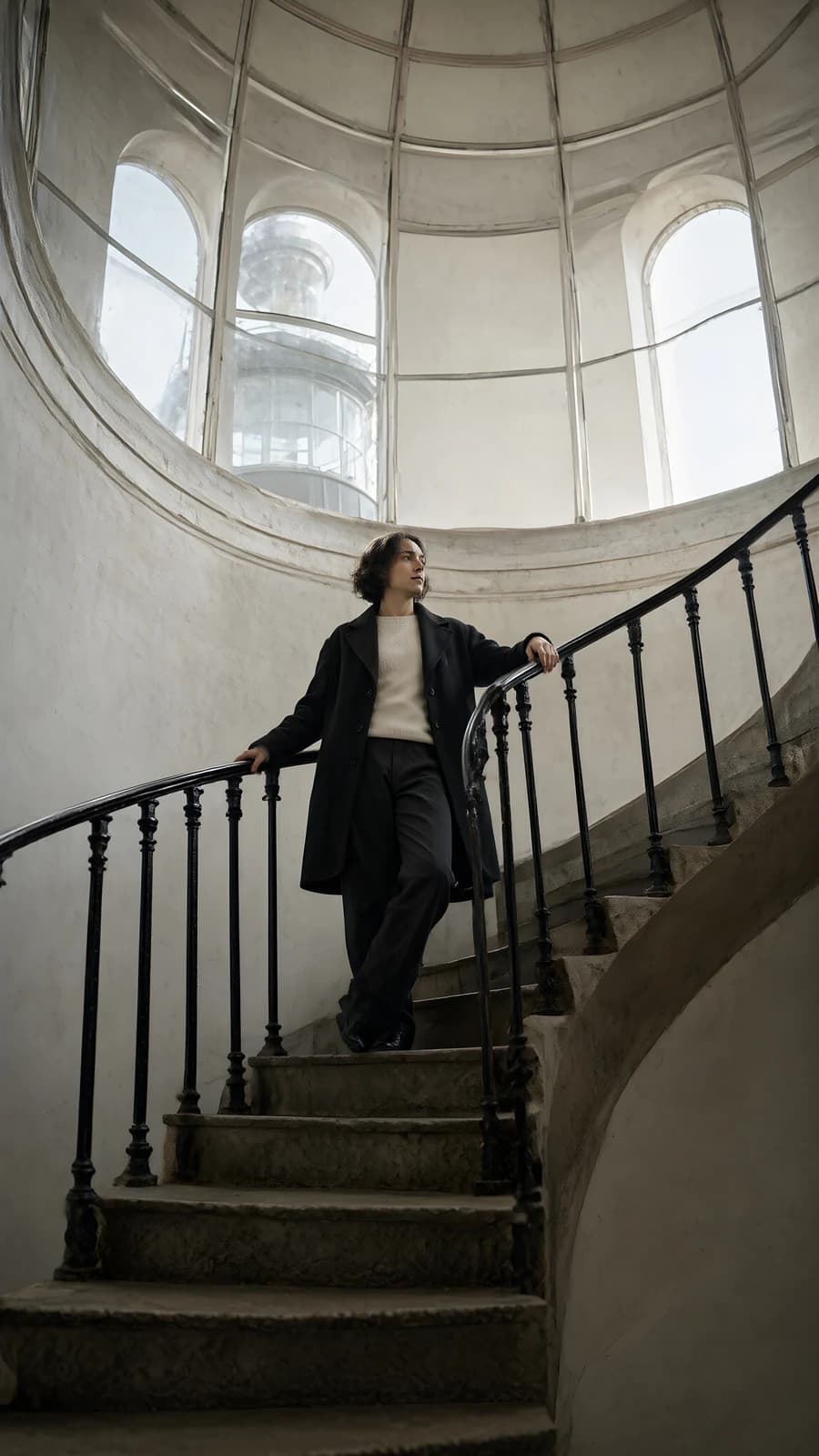 Person on a Curved Staircase