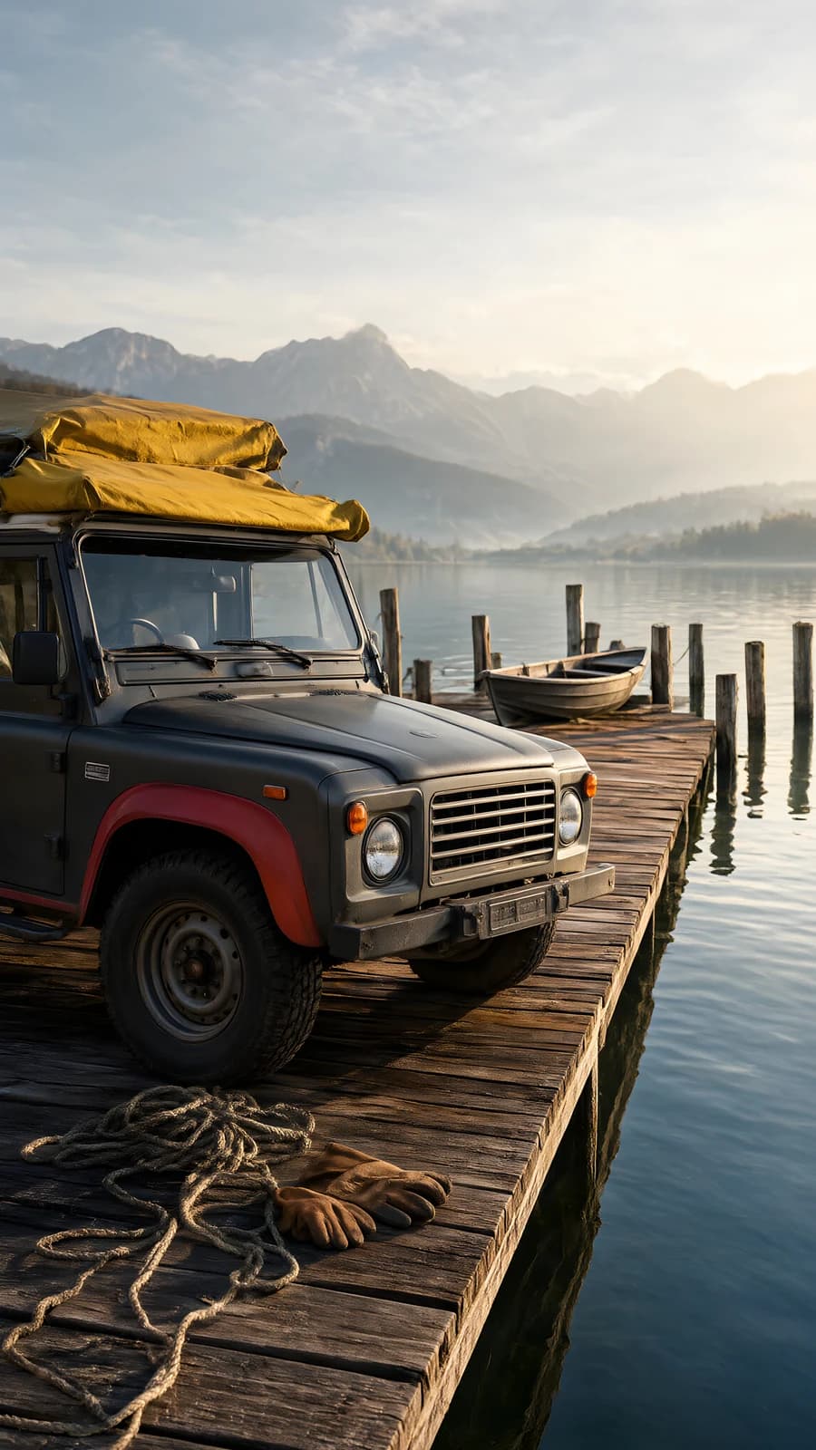 Off-Roader on a Lake Dock