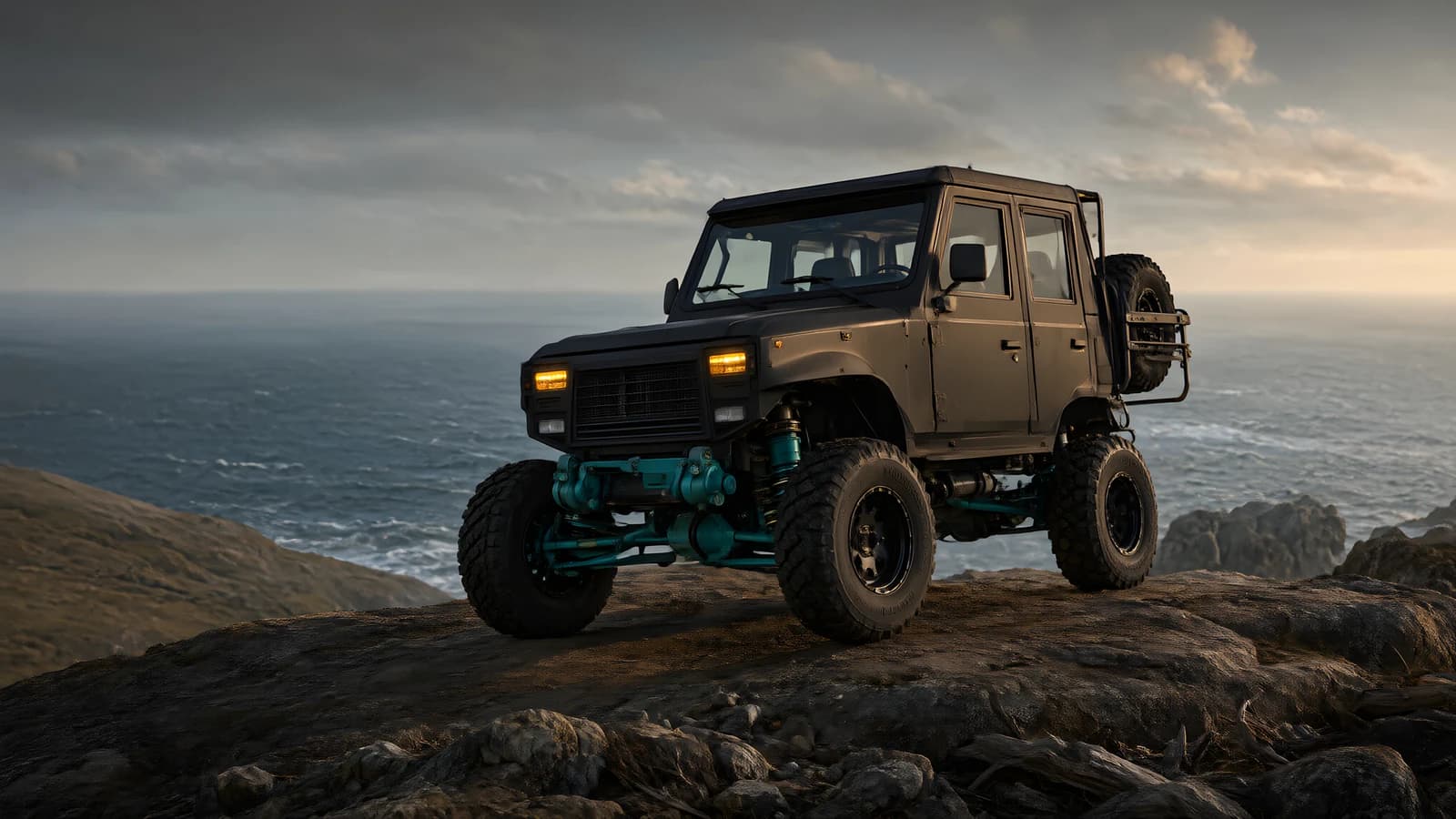 Off-Road Vehicle on a Cliff