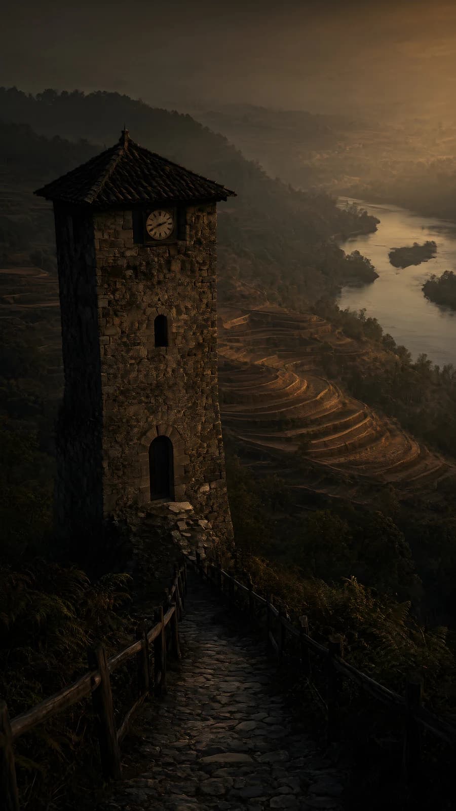 Stone Tower at Dusk