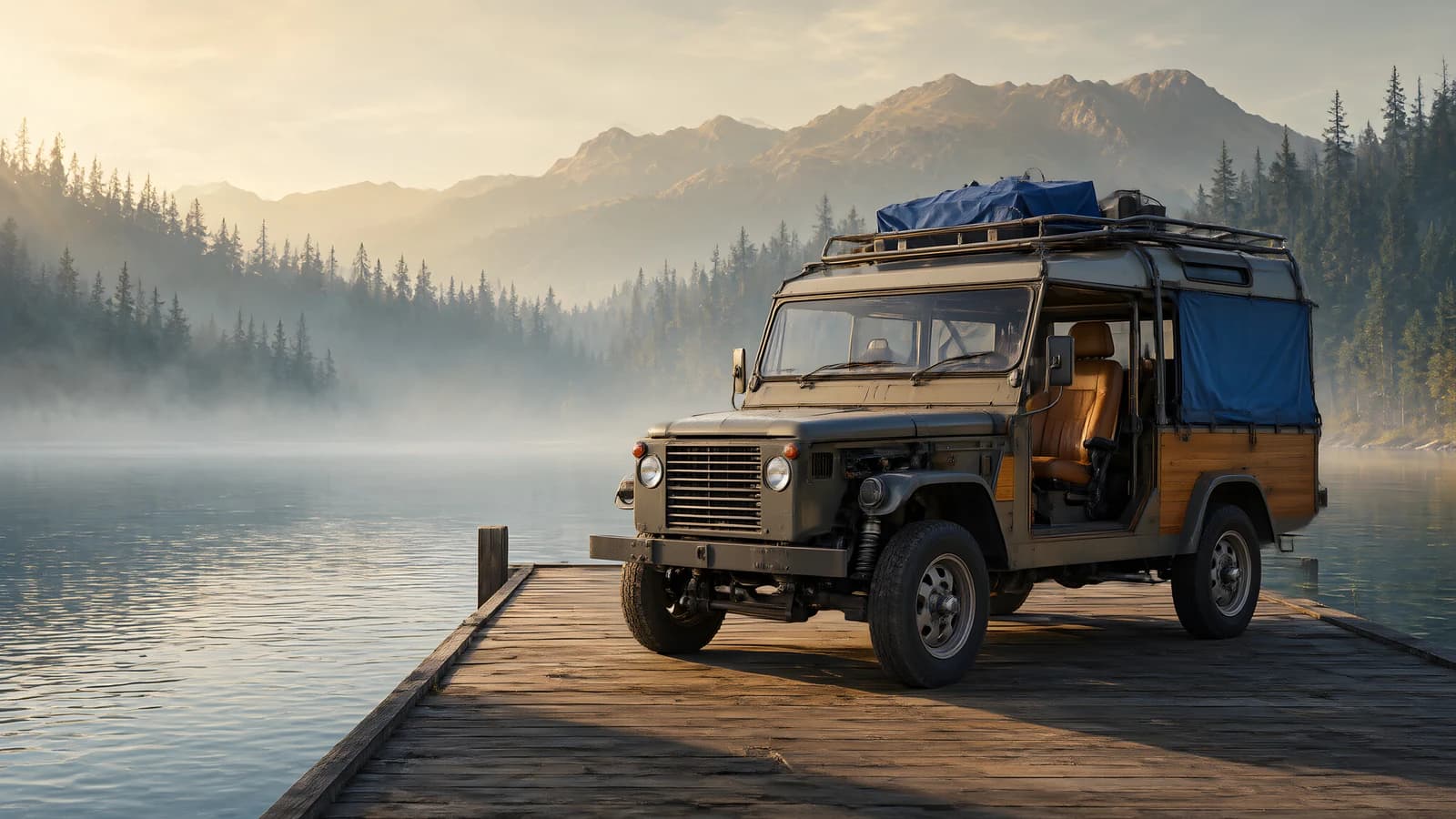 Off-Road Vehicle on a Lake Dock