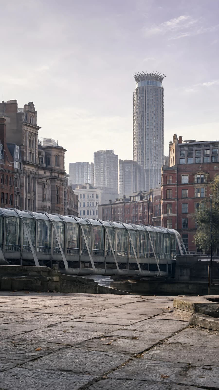 Cityscape with Modern Bridge