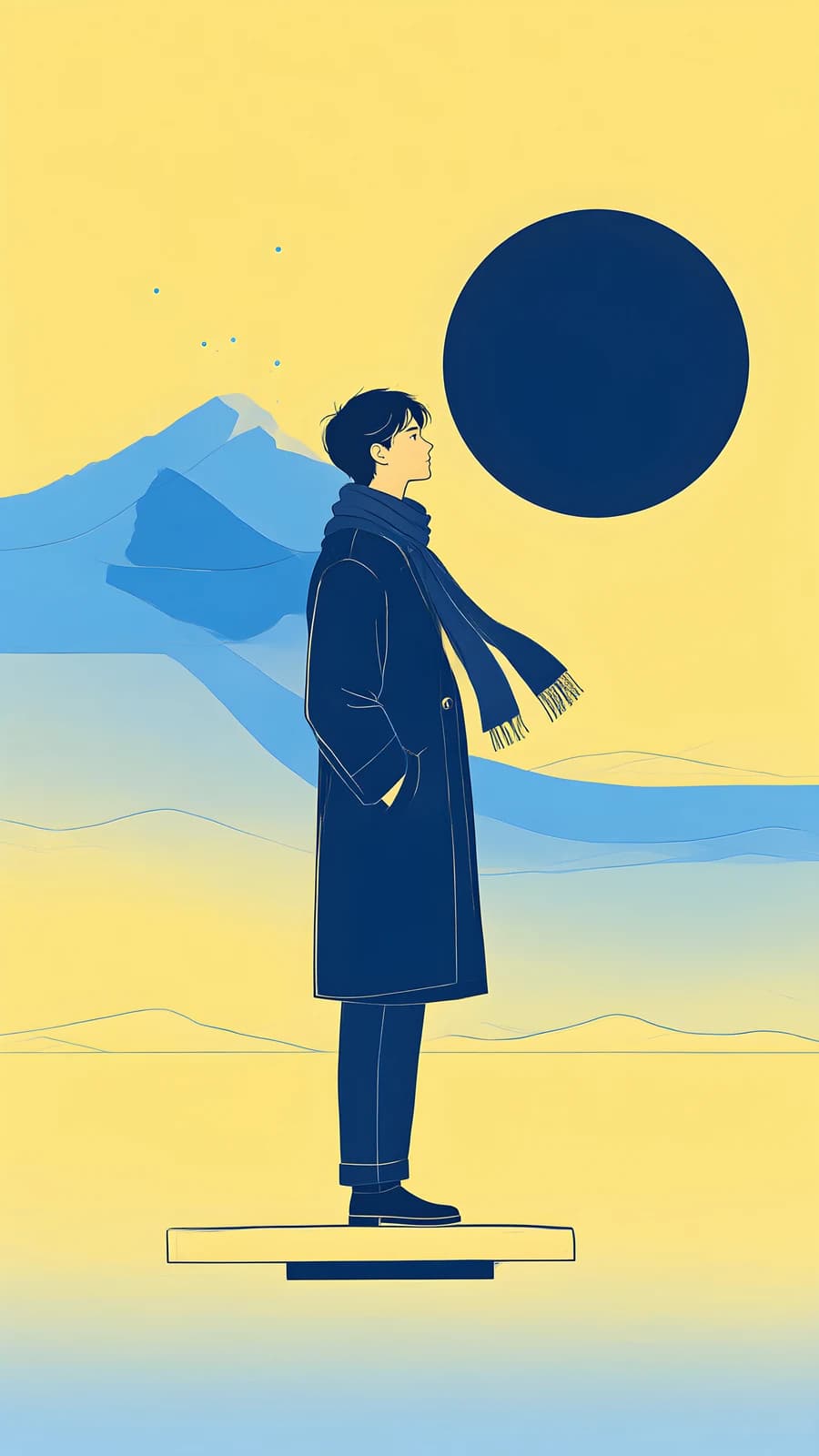 Man in Coat by Mountains