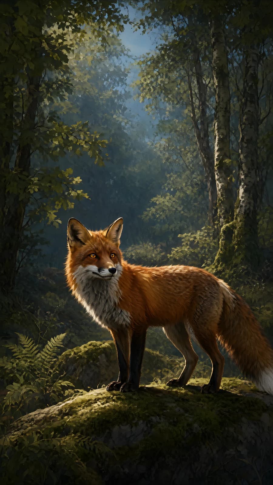 Red Fox in a Misty Forest