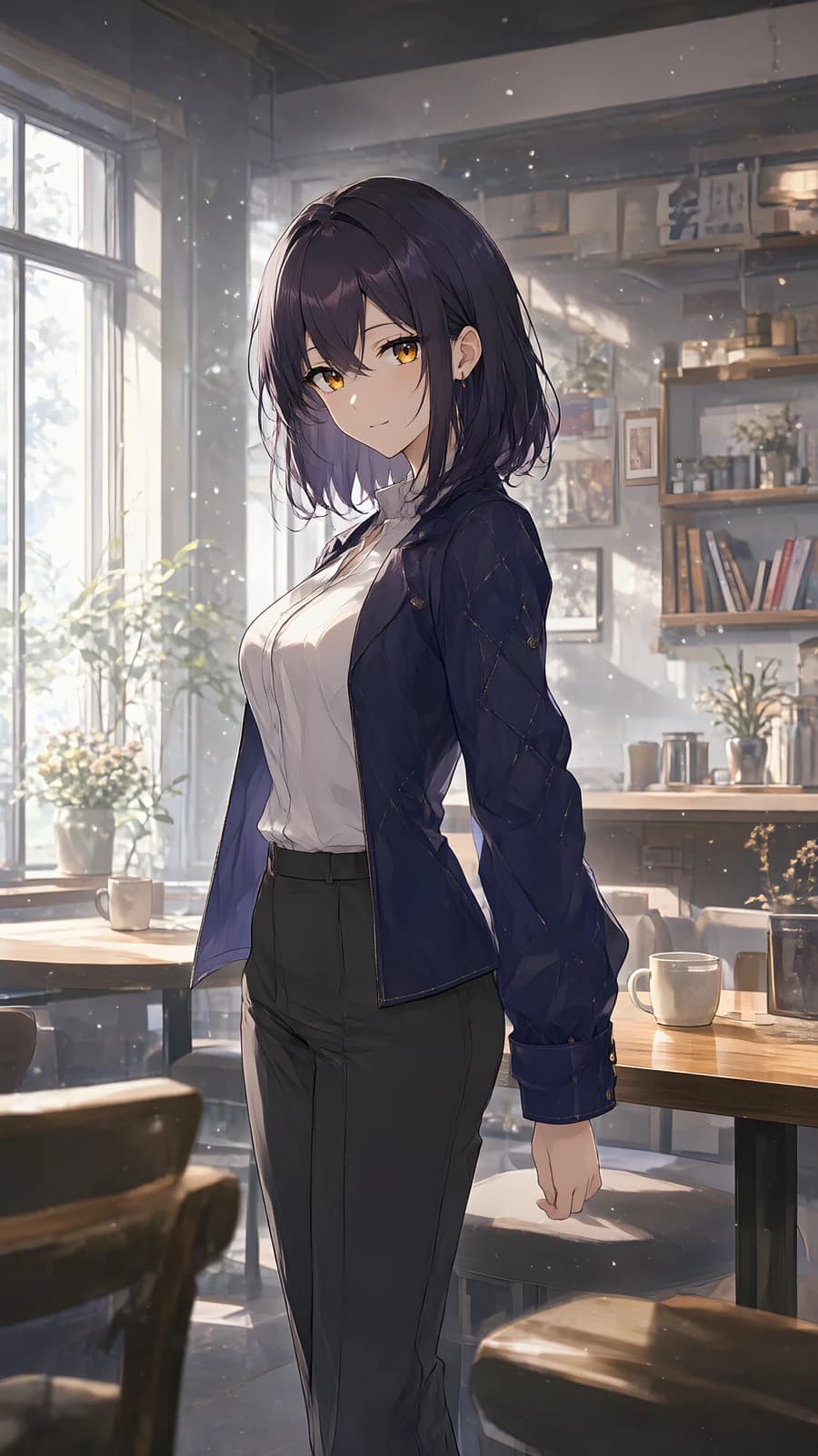 Girl in a Sunlit Cafe