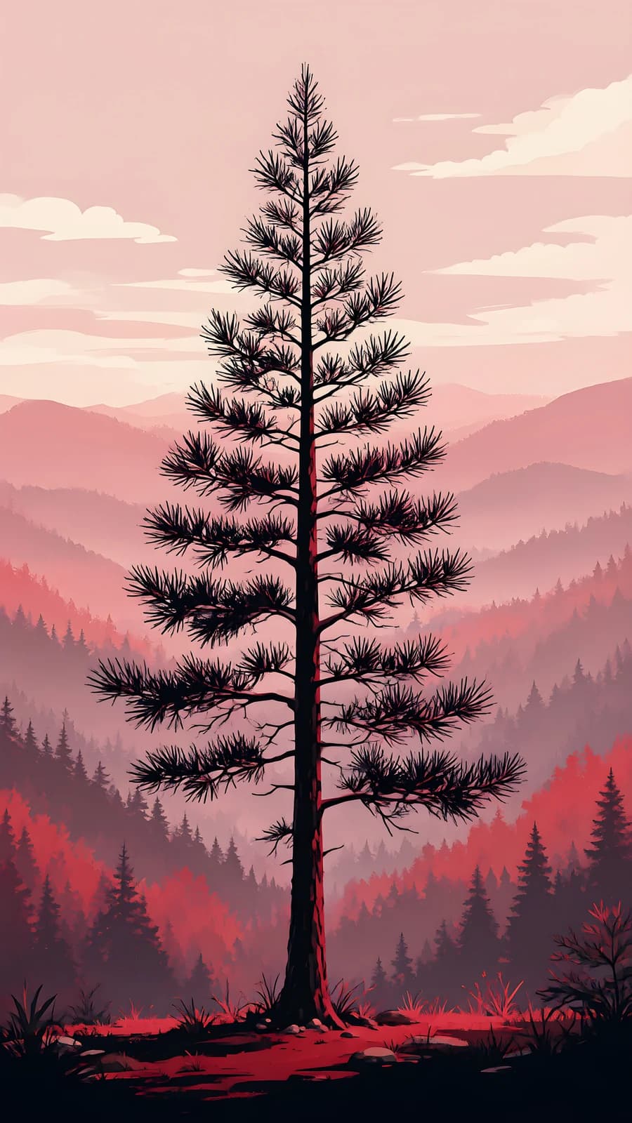 Silhouette Pine at Dusk