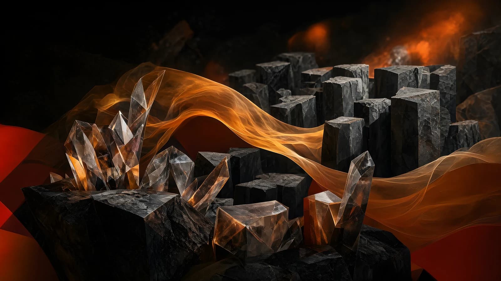 Crystal Clusters and Orange Smoke