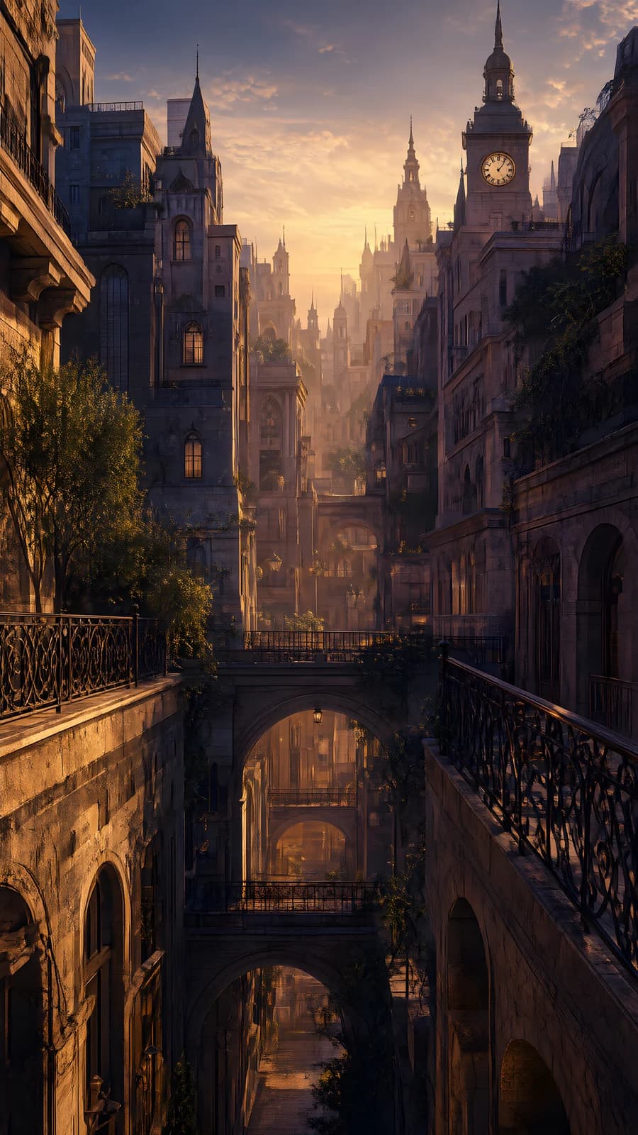 Sunlit City Canyons