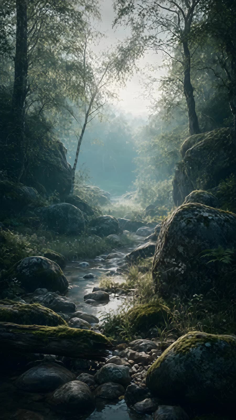 Misty Forest Stream