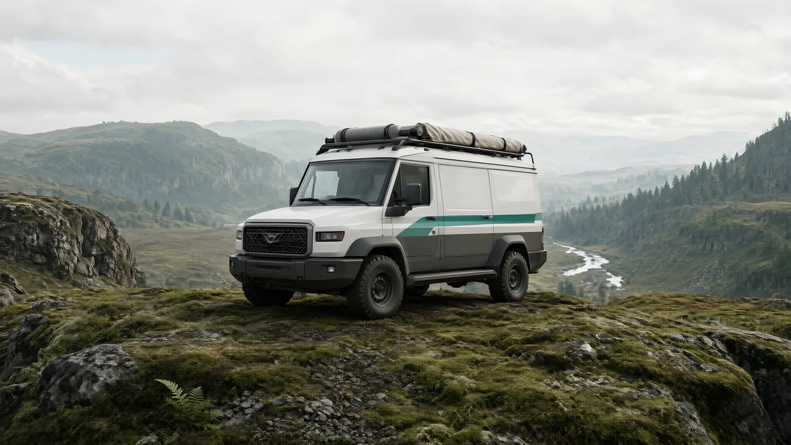 Off-road Van on a Cliff