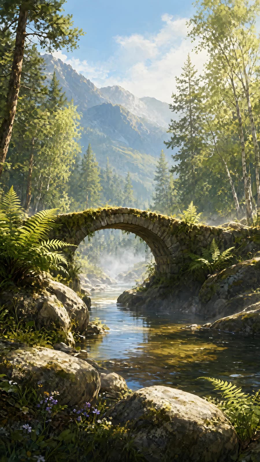 Mossy Stone Arch Bridge