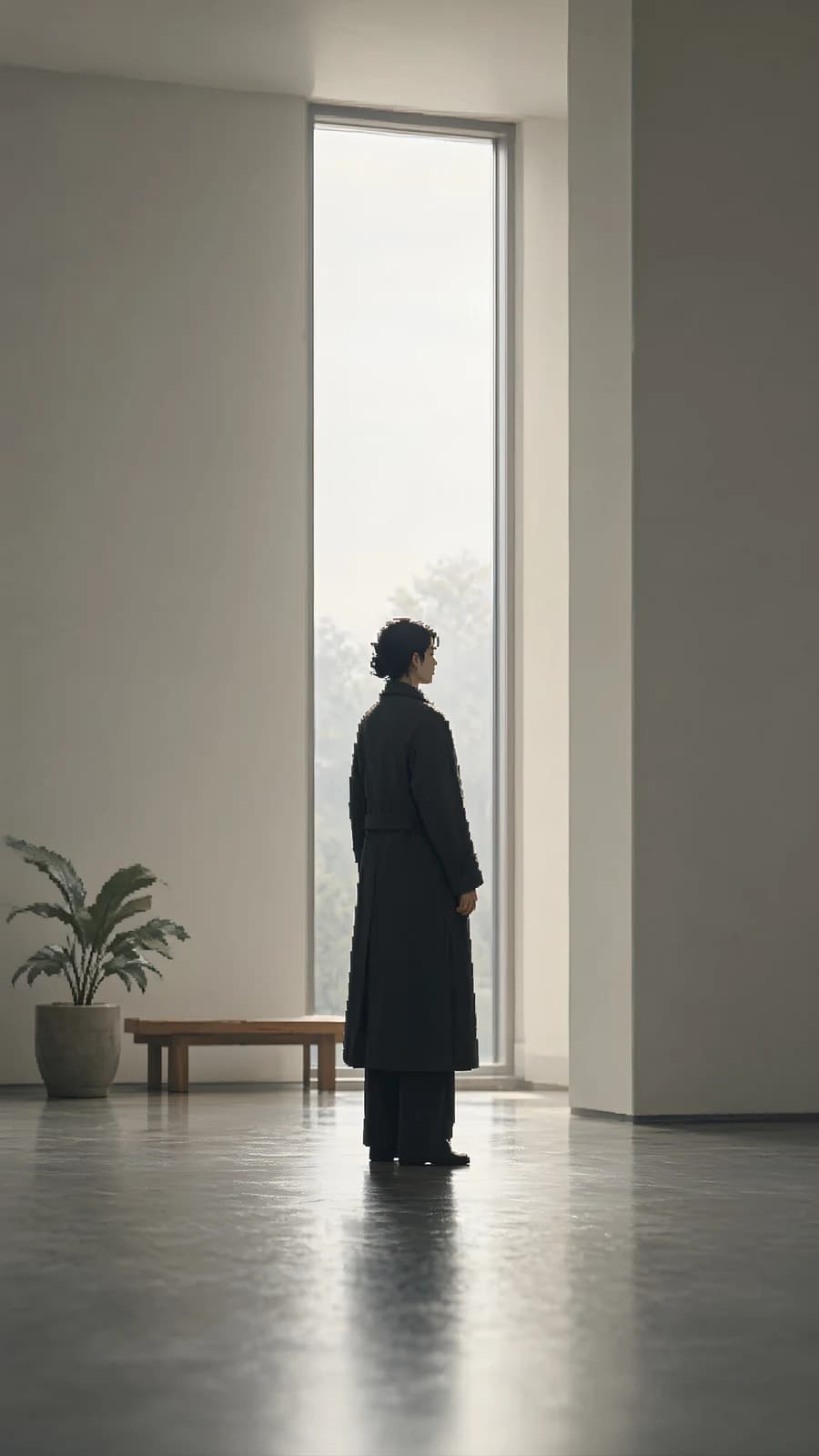 Silhouette in a Minimalist Room