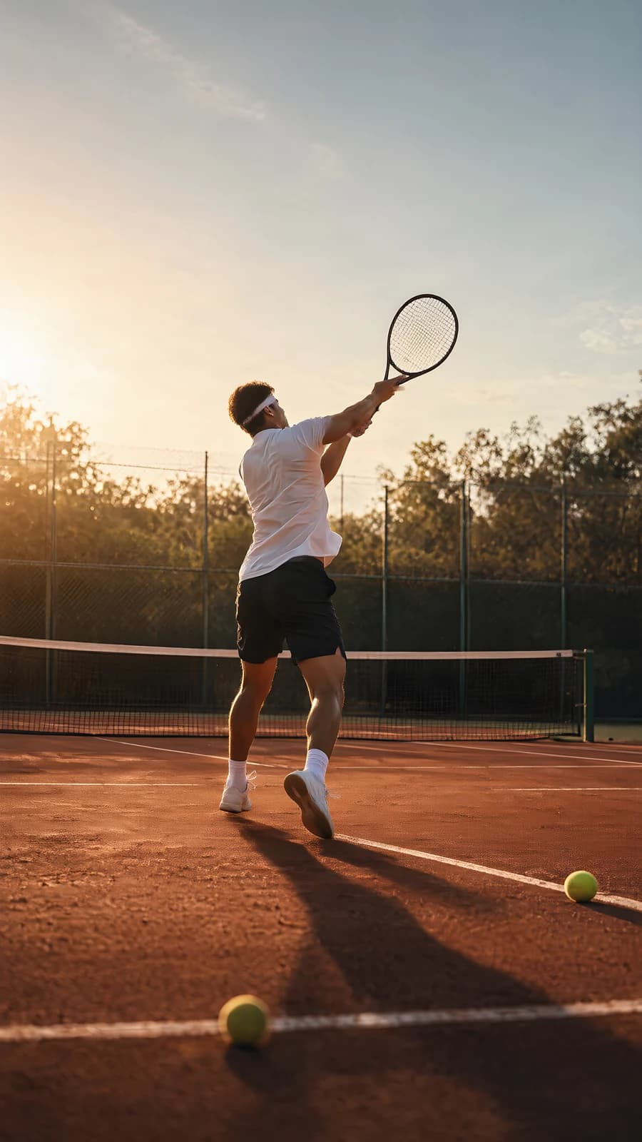 Tennis Serve at Sunset