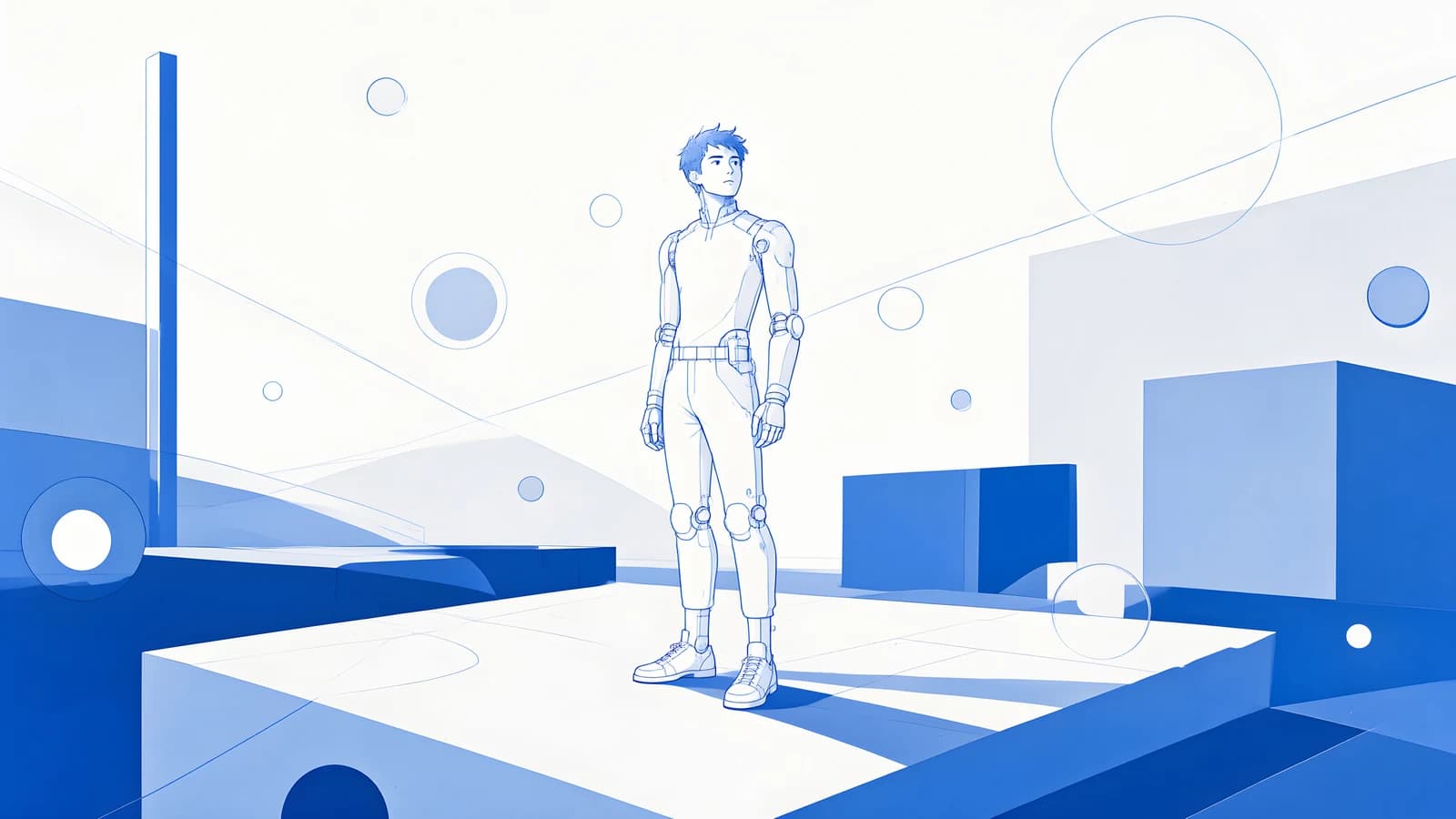 Blue Line Art Character