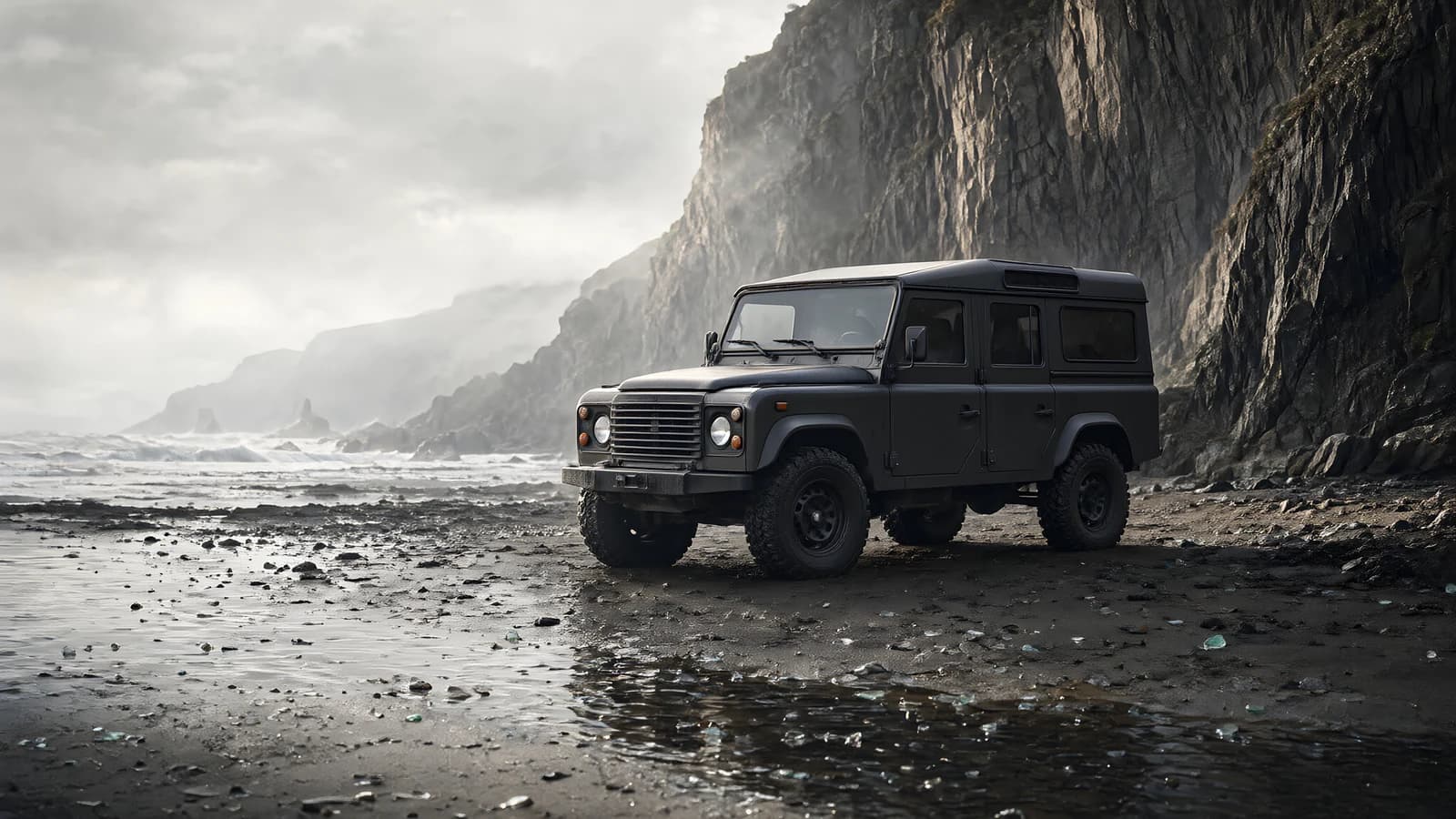 Off-Road Vehicle on a Rocky Shore