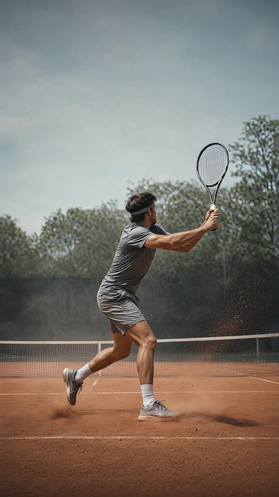 Tennis Player on Clay Court