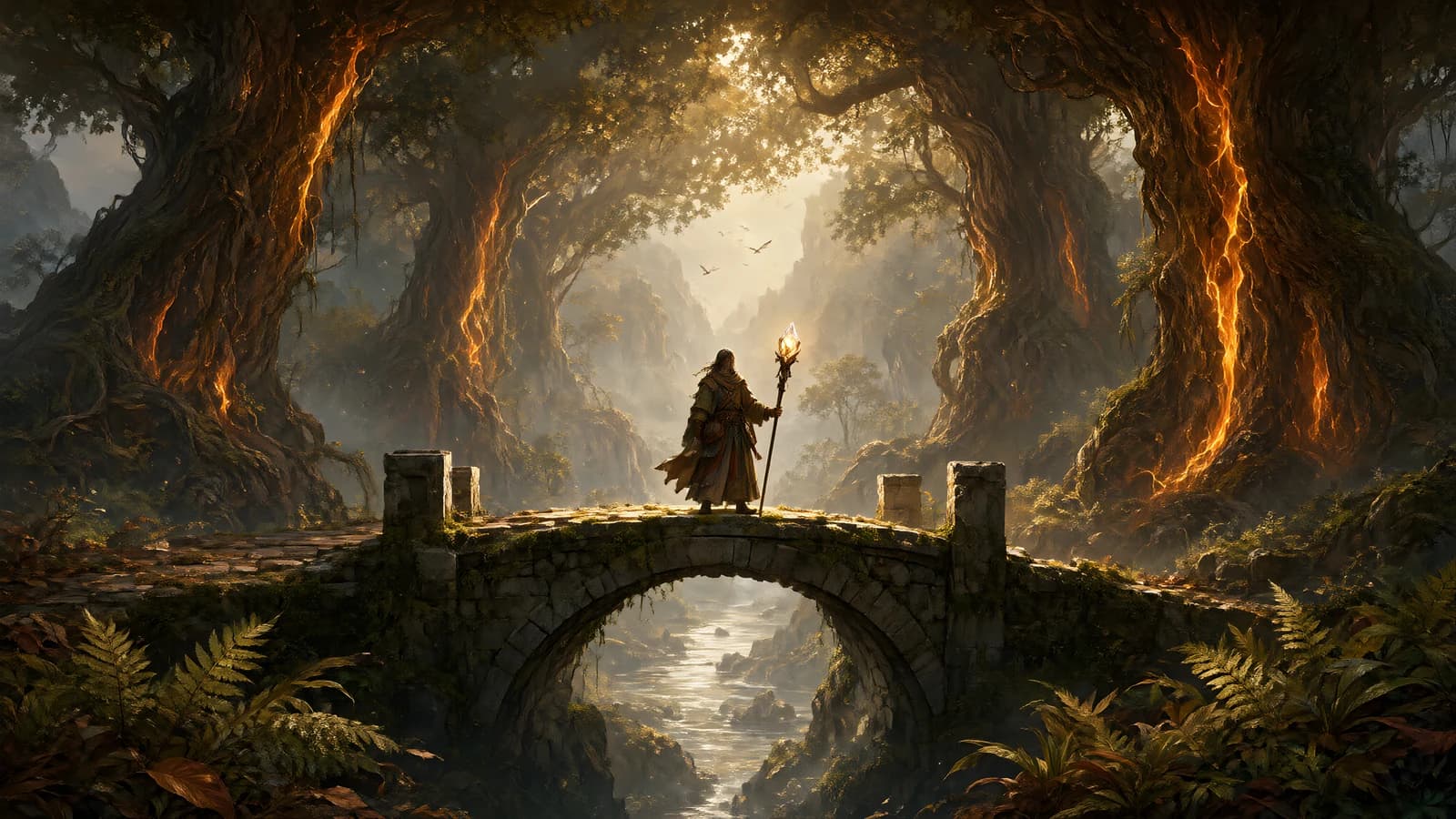 Wanderer on a Stone Bridge