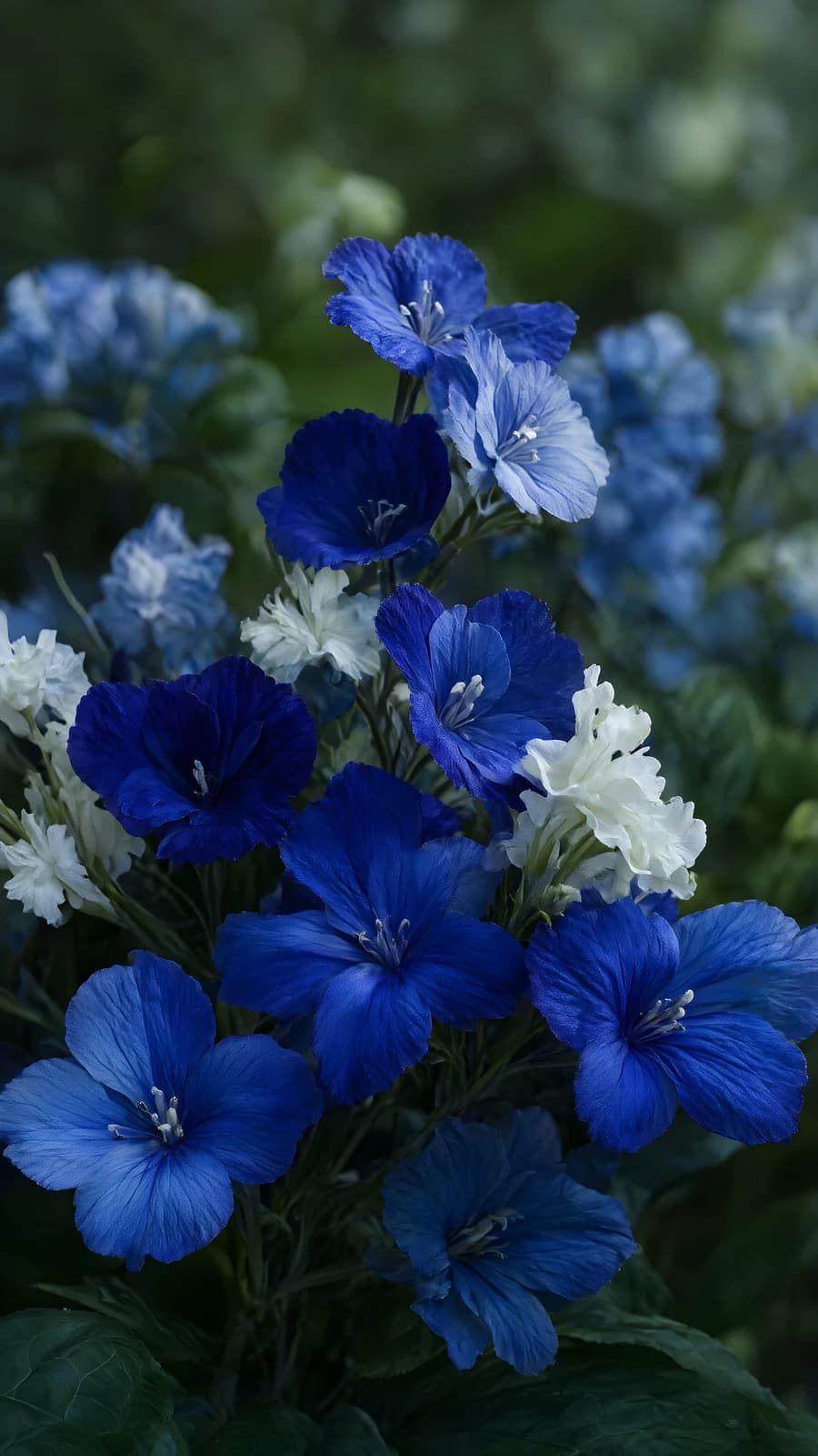 Blue and White Flower Cluster