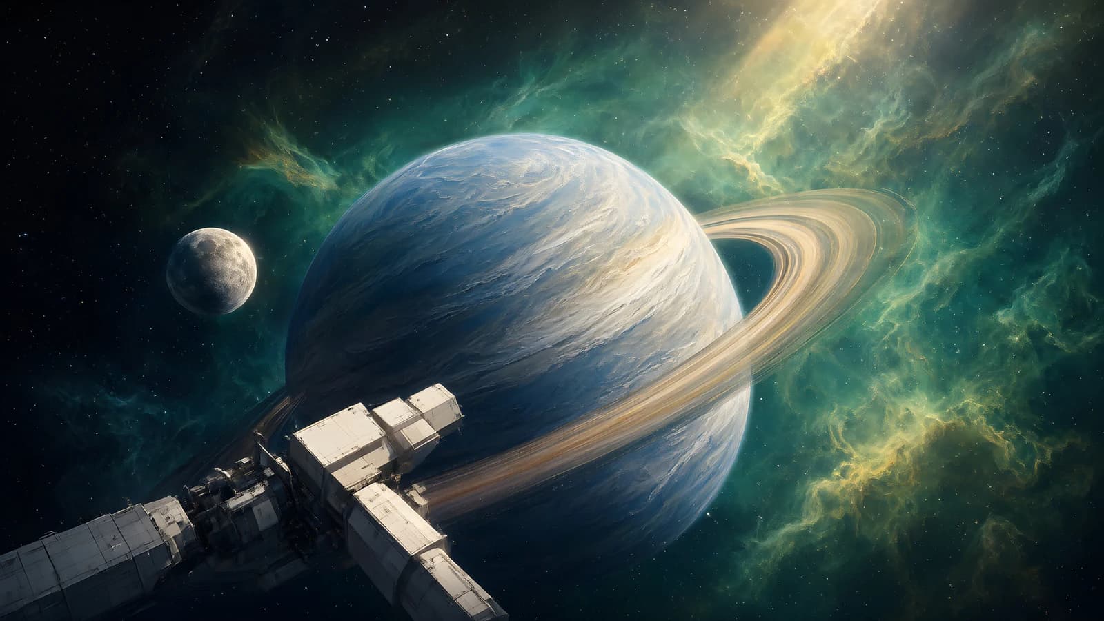 Ringed Planet and Spacecraft
