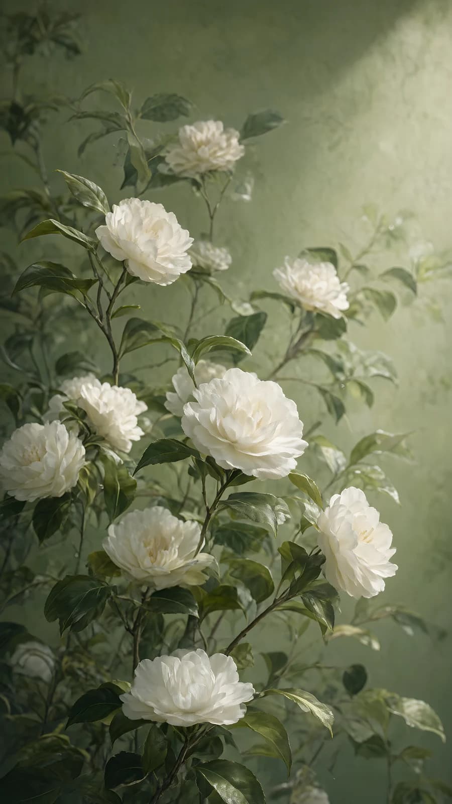 White Camellias in Soft Light