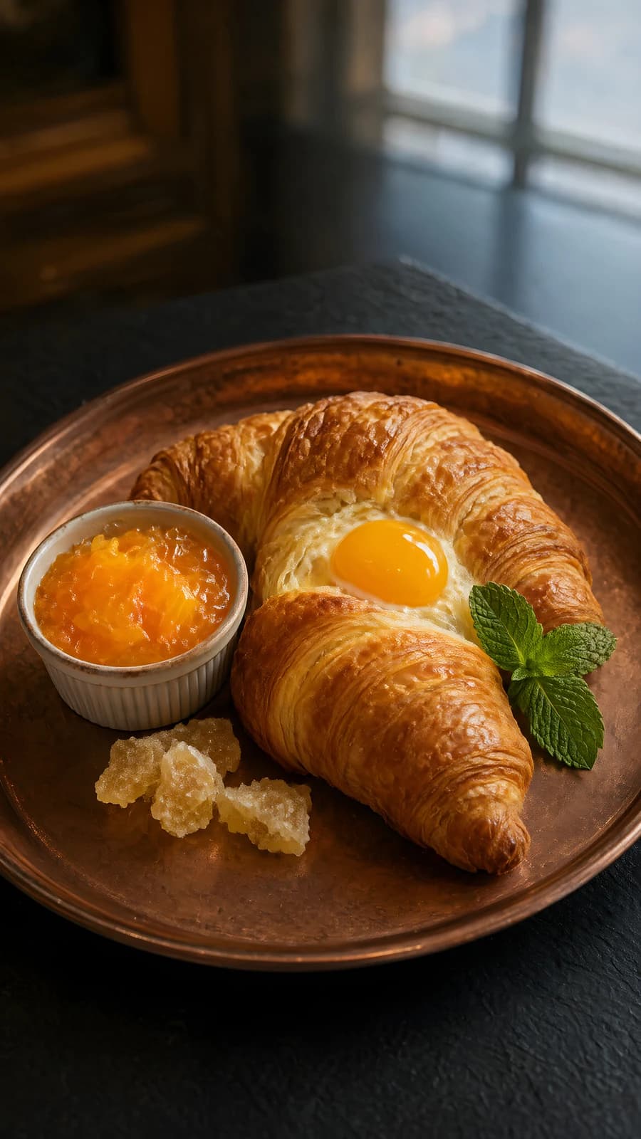 Croissant with Egg and Orange Marmalade