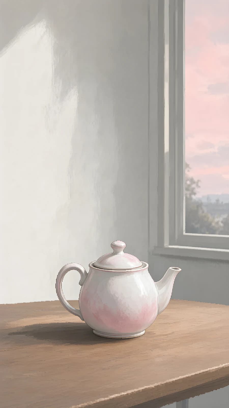 Pink Teapot on a Windowsill