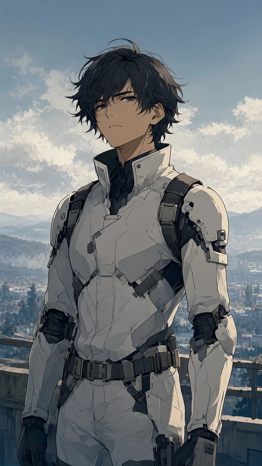 Anime Character in White Tactical Suit